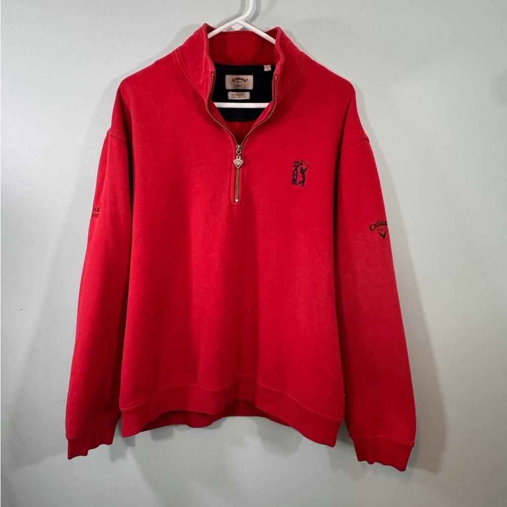 Callaway Men Large Red 1/4 Zip-Up Fleece‎ Sweater